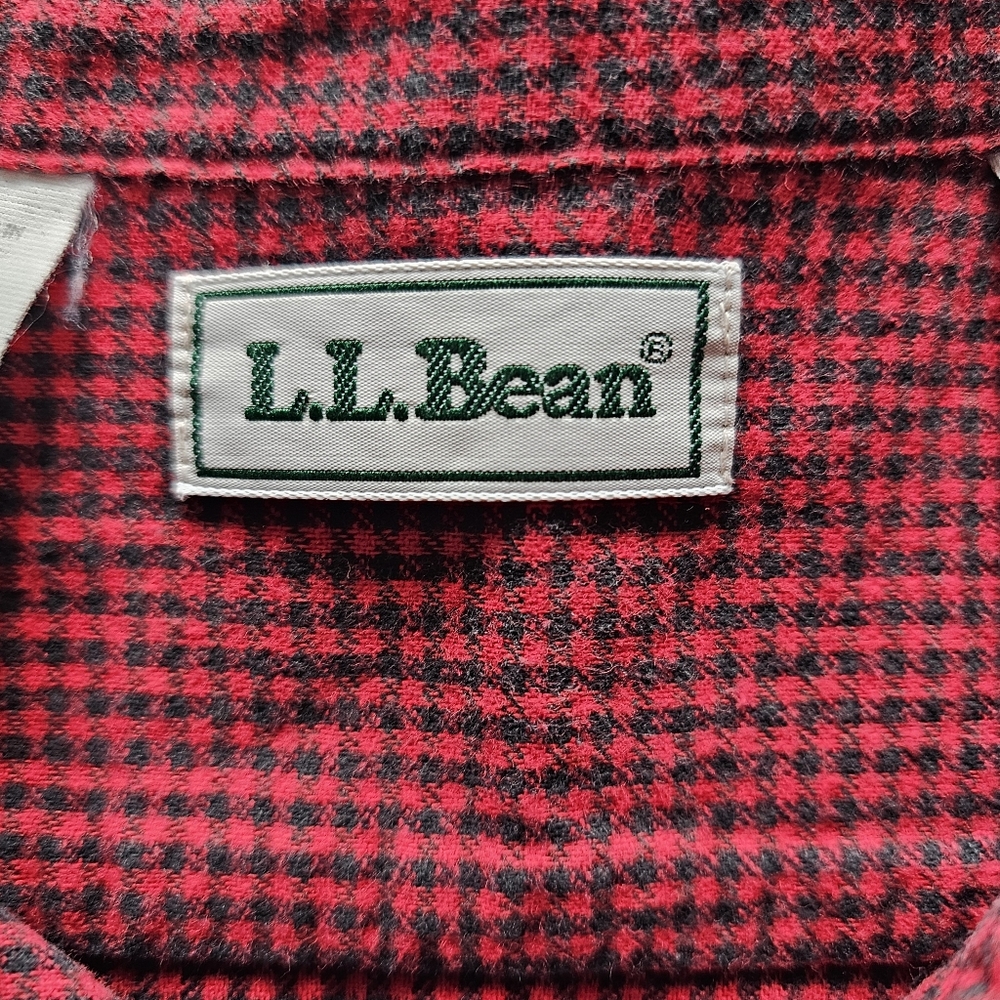 VTG LL Bean Denim Red Check Flannel Lined Shirt Jacket XLT USA Heritage Workwear - Picture 6 of 11